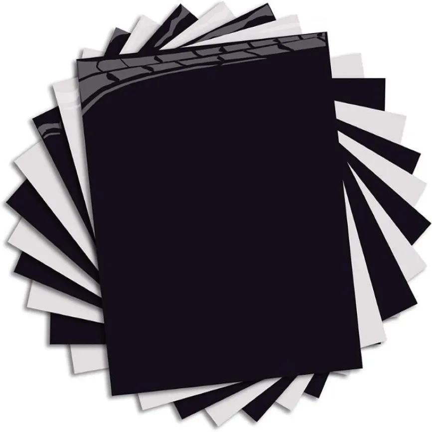 Transferência de calor htv em ferro preto e branco no pacote inicial 10x20 folhas para camisetas roupas esportivas janela stickers326n
