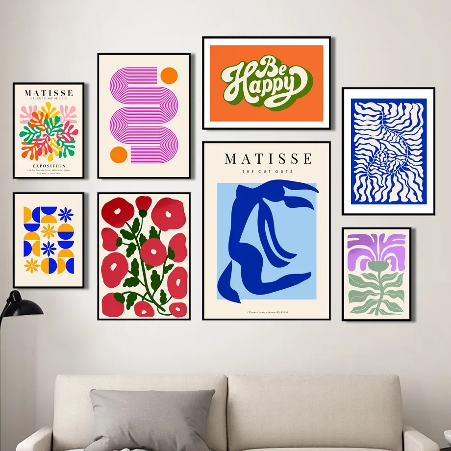 Calligraphy Colorful Henri Matisse Bauhaus Flower Market Wall Art Canvas Painting Posters And Prints Wall Pictures For Living Room Decor