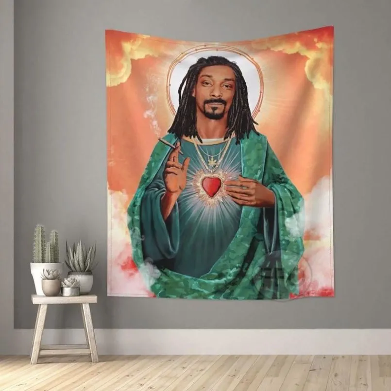 Tapeçarias Rapper Snoop Dogg Tapeçaria Jesus Tapeçaria Estética Decoração de quarto Boho Hippie Tapetes de parede Fundo de quarto D204B