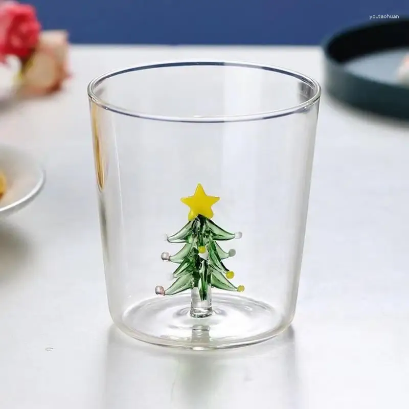 Wine Glasses 300ml Christmas Glass Tree Coffee Mug Cute Kid Water Tea Cup For Champagne Milk