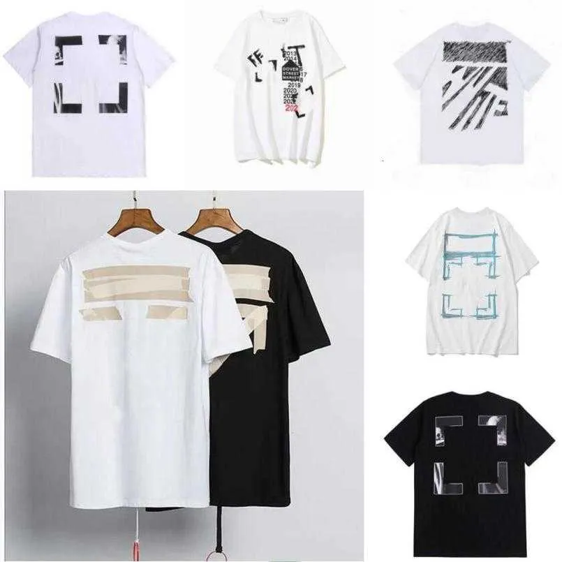 2024Heren T-shirts Off White 23ss Nieuwe Graffiti High Street Fashion Brand Losse T-shirt Met Korte Mouwen Hoge Gewicht stof D22w