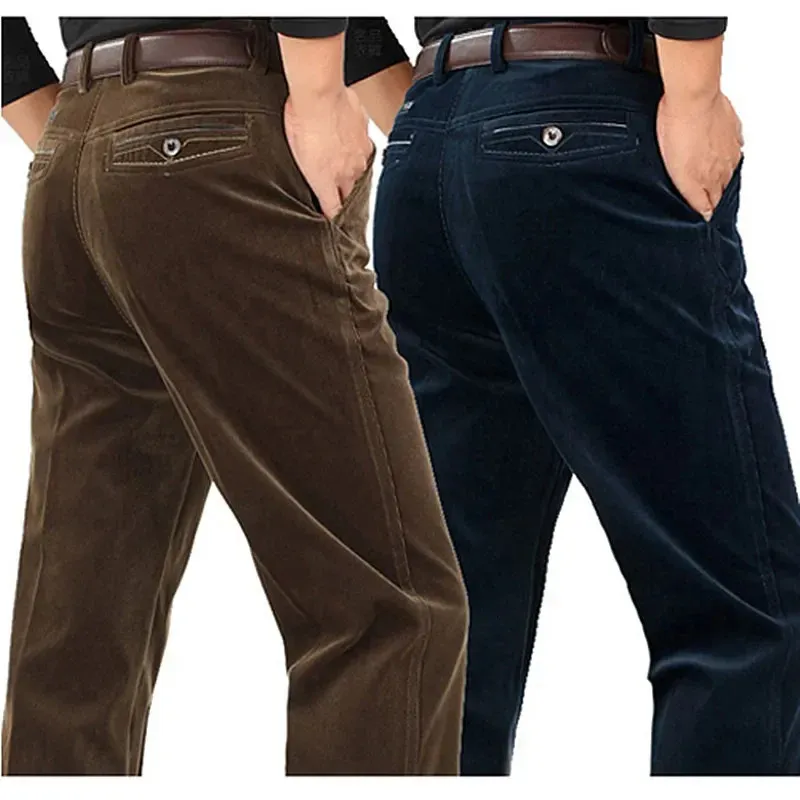 Pantaloni di velluto a coste larghi joggers di mezza età da uomo papà installati in autunno e inverno pantaloni casual da uomo per 240305