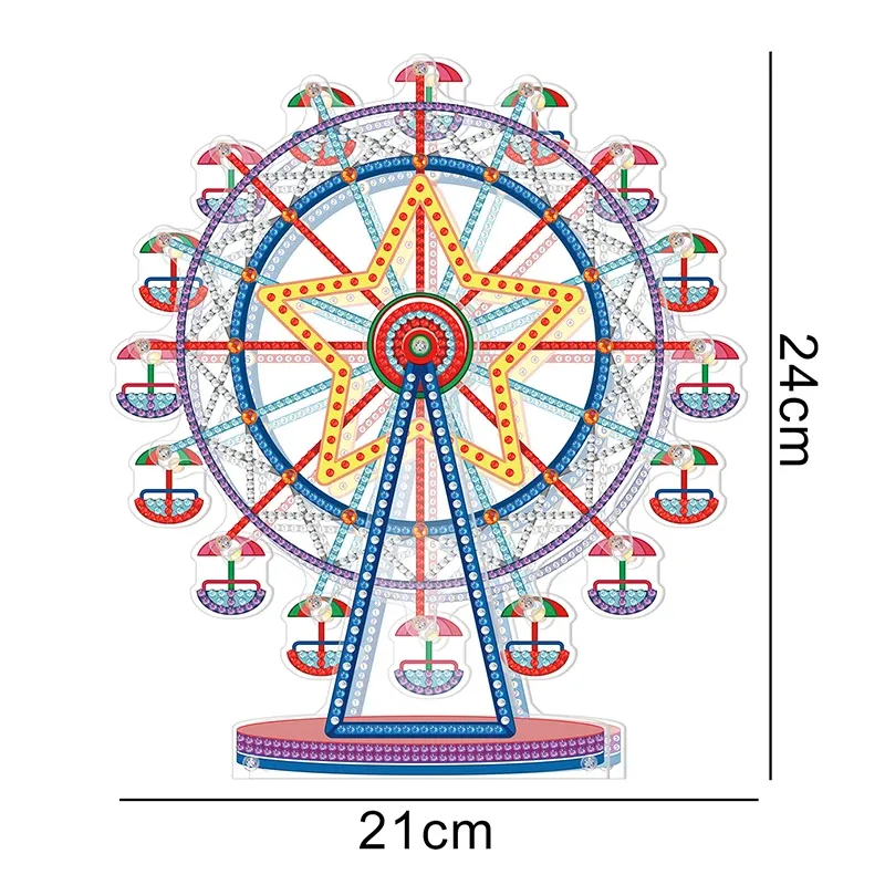 ステッチHOMFUN 5D DIYダイヤモンドペインティングロータブル装飾品特別な形をしたドリルフェリスホイールヨット刺繍キットクロスステッチアート