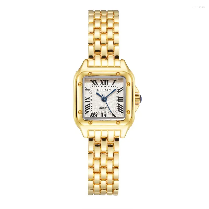Relógios de pulso moda feminina luxo relógio de quartzo casual quadrado safira romano simples relógios negócios aço inoxidável senhora relógio de pulso