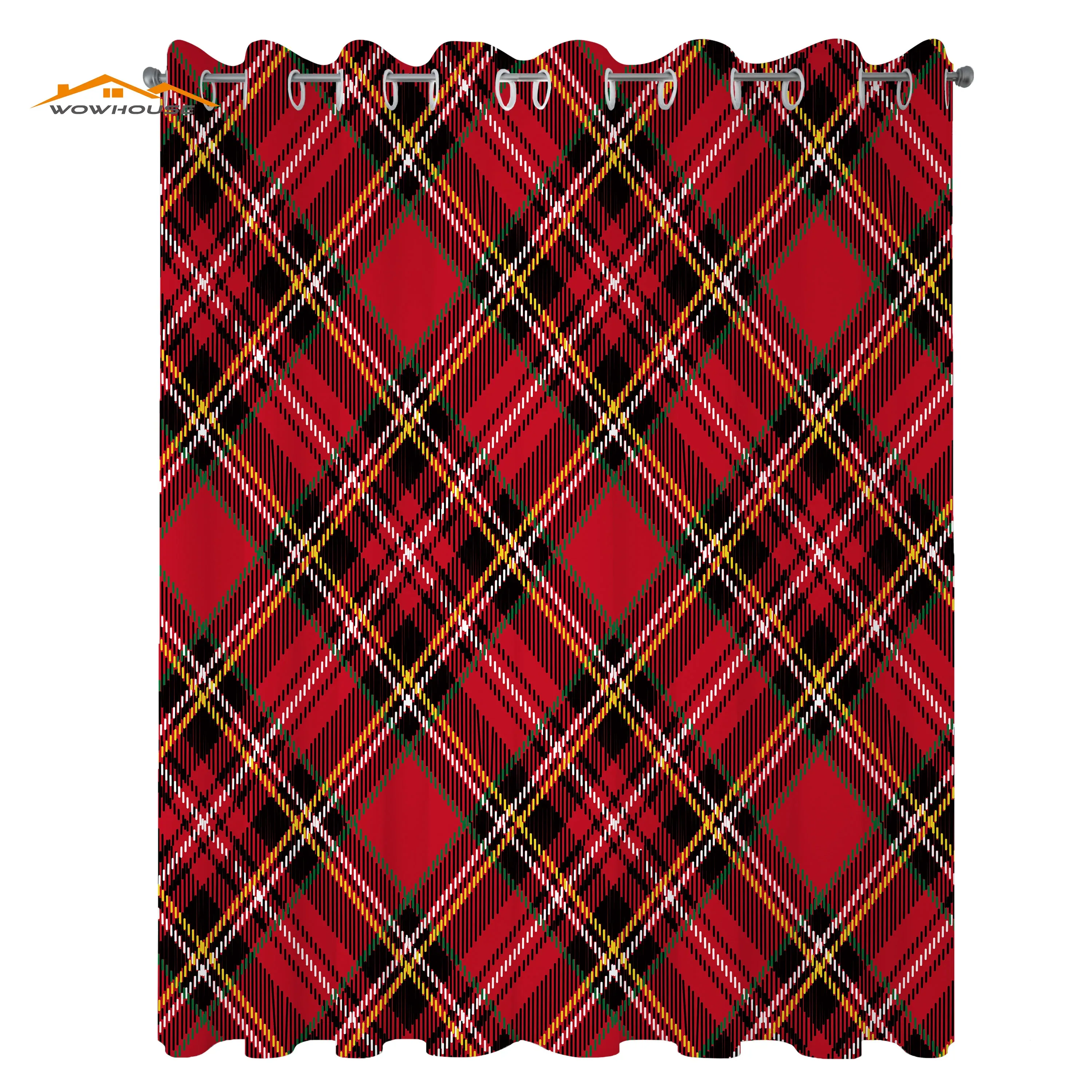 Tende Tende per finestre retrò Diagonale Tradizionale Vintage Tartan Scozzese Motivo a Righe a Scacchi Piastrelle Geometriche Decorazione del Soggiorno