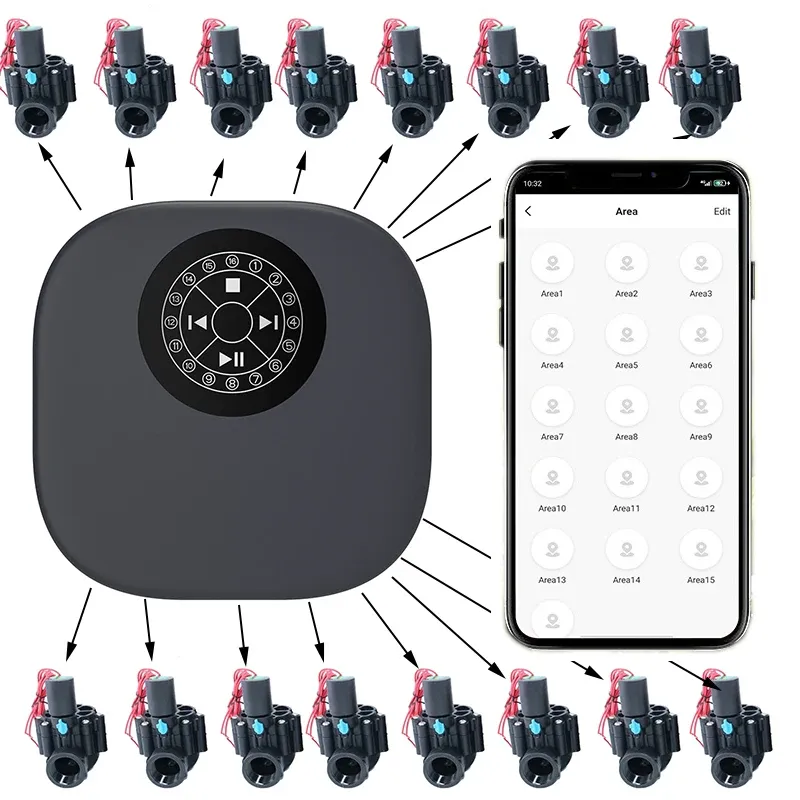 Timers 16 Zone WiFi Slimme irrigatiecontroller Tuinsproeiercontroller Timingcontrole van het besproeien van bloemen Waterklepcontroller