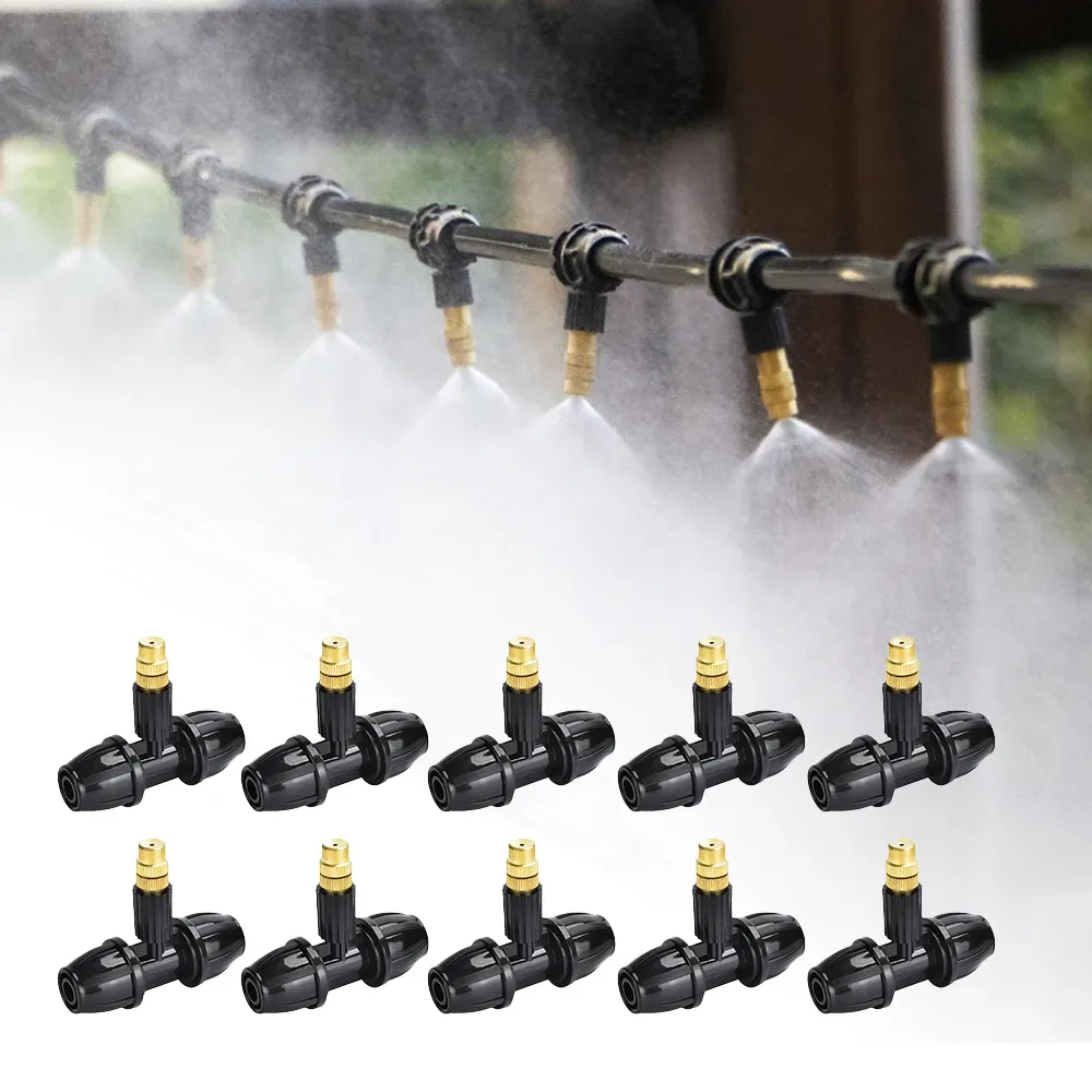 Sprayers 10Pcs Outdoor Misting Cooling System Garden Irrigation Watering Brass Atomizer Nozzles for Patio Greenhouse