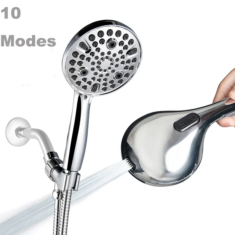 Ensembles de pomme de douche à main haute pression, 10 modes, avec pulvérisateur de nettoyage à Jet, pomme de douche à économie d'eau pour salle de bain avec tuyau, support