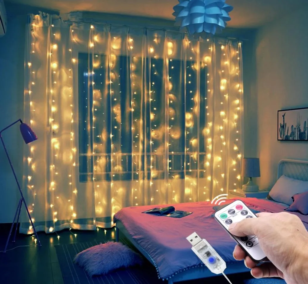 3M LED Garland na oknie USB Lights String Fairy Festoon Pilot Control Nowy Rok Dekoracje świąteczne dla pokoju domowego 7368163
