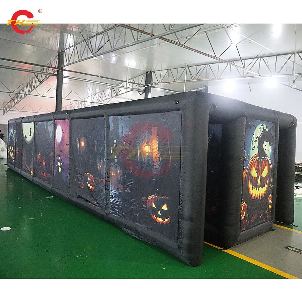 Livre navio atividades ao ar livre 9mLx4mWx2mH (30x13.2x6.5ft) feito sob encomenda impresso inflável casa assombrada labirinto tag arena esporte jogo para o Halloween