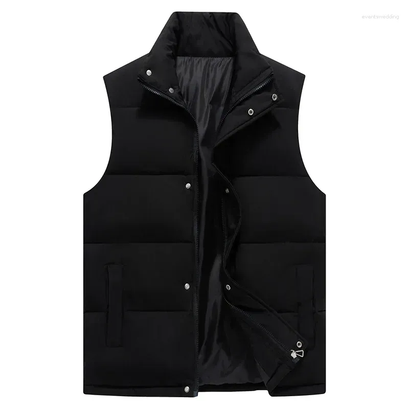 Gilets pour hommes automne et hiver col debout sport décontracté épaissi gilet en coton chaud