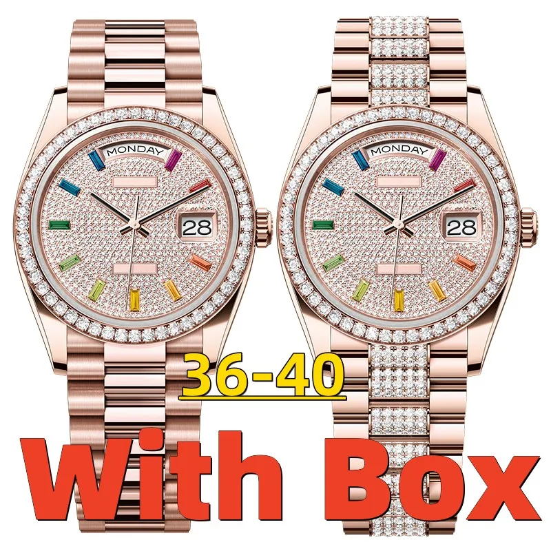 Męskie zegarki designerskie zegarki Wysoka jakość z diamentami luksusowe zegarki 36 mm 40 mm automatyczny ruch maszynowy 904L ze stali nierdzewnej Luminous Sapphire zegarek