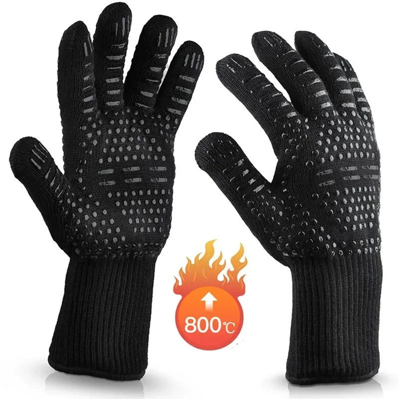 Перчатки барбекю Gloves Высокая температурная печь MITTS 500 800 градусов Огненная теплоизоляция барбекю.