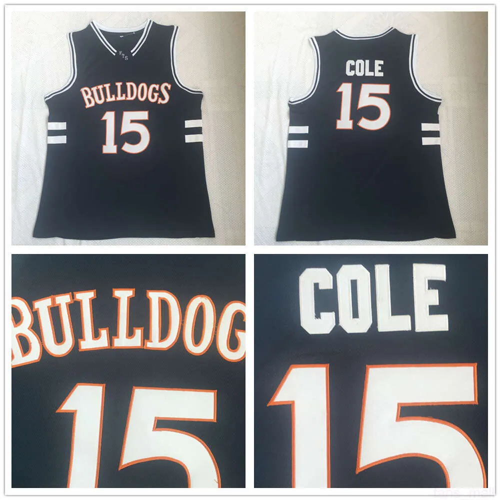 Maillots de basket-ball NCAA cousus Collège # 15 Jermaine Cole Bulldogs Lycée Bleu Marine Jersey J.Cole Chemises S-XXL