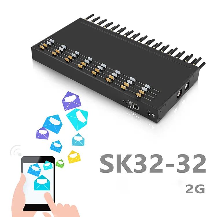 SK 32-32 GSM GATEWAY 32 PORTS 32 SIMS BULK SMS Traffic Sending and Receving Sim Goip GSM 2G GATEWAY SMPP/HTTP/API CONEECT SIMBOX Kina grossist