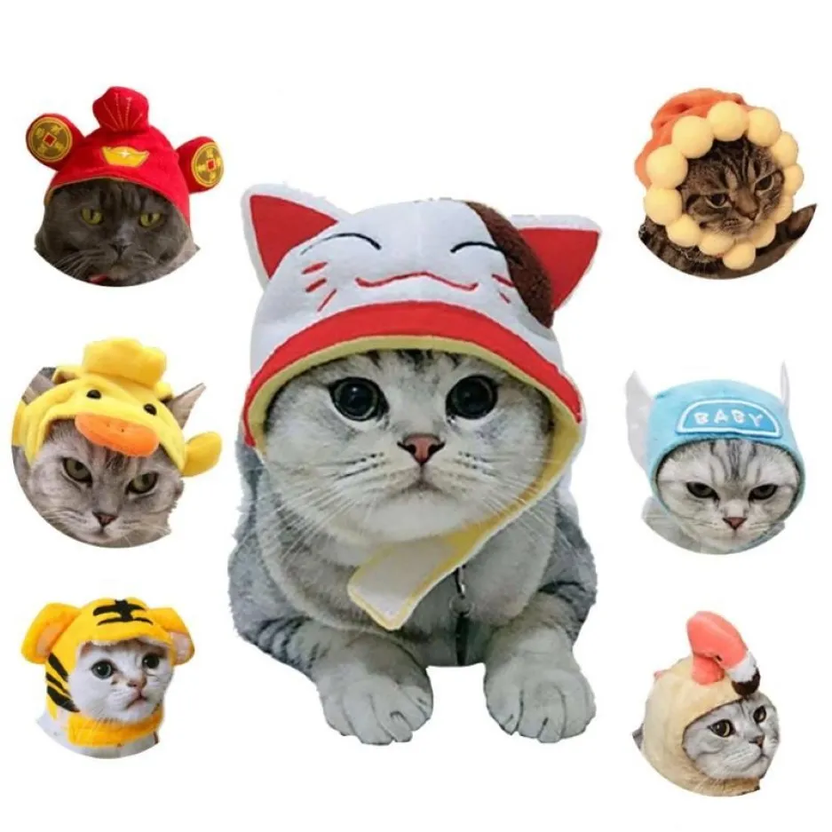 Kostiumy kota zimowe kapelusze dla zwierząt zabawne kreskówkowe uszy zwierząt na nakrycia głowy kostium świąteczny cosplay cap dekoracyjny akcesoria 227V