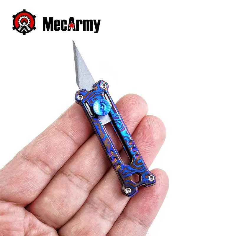 Facas de caça de acampamento MecArmy EK12 Titanium Mini Keychain Faca de ligação Faca de corte portátil Ferramentas de autodefesa ao ar livre 240315