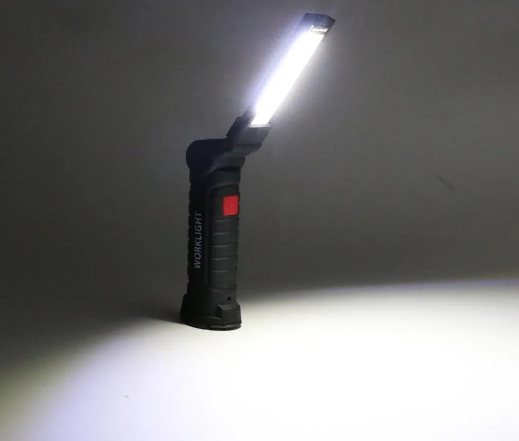 Przenośna 3 tryb Cob Flashlight Torch Usb ładowna LED LED Light Magic Cob Lanterna Haczyka wisząca lampa na zewnątrz 4603621