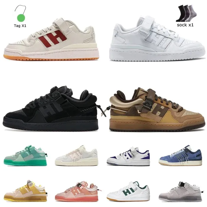 2023 Chaussures extérieures Forum Low X Bad Bunny Mens Femmes Luxury Running Shoe Rose Egg Rose Brown Retour à l'école Ice Bleu Grey Crew Green Suns Og Trainers Sneakers JJ 3.13