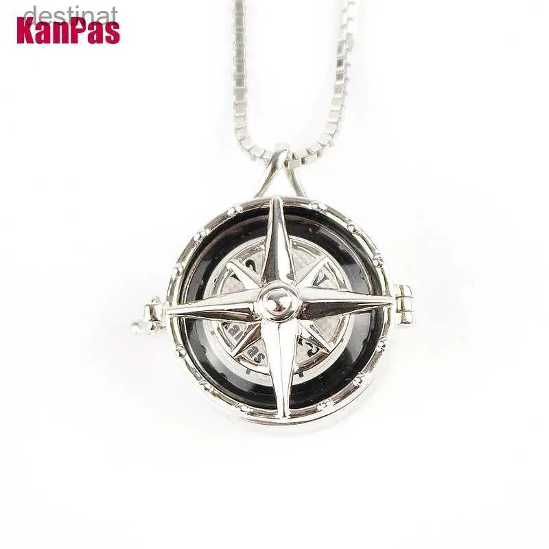 Pendanthalsband S925 Sterling Silver Rhodium Plating Compass Necklace / Luxury Working Compass Pendant / Giftl242313