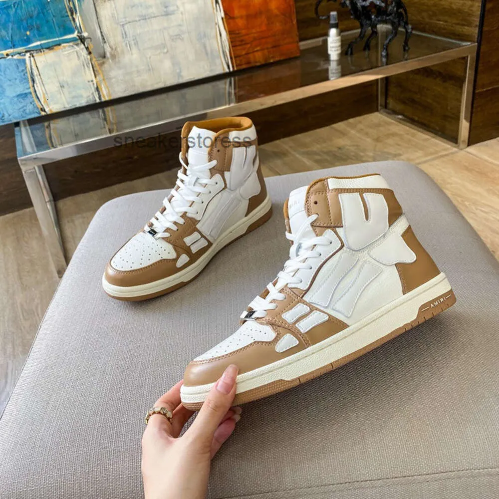 Mens Skel Sneaker Scarpe Designer Scarpe Amirshoe Autunno Inverno Chunky Top High New High Top Trend Bone Leather Board Versatile Casual Comfort Sneakers