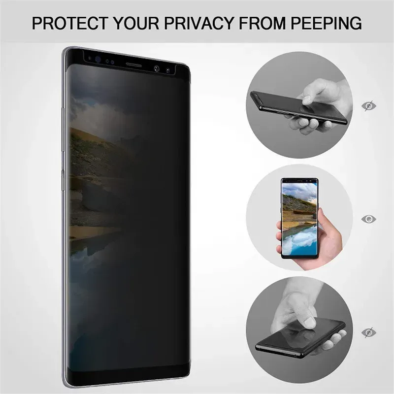 3D Curved Privacy Screen Protector Anti-Spy Tempered Glass For Samsung S22 S21 S20 S10 S9 S8 Note 20 10 9 8 Ultra Plus With Retail Box