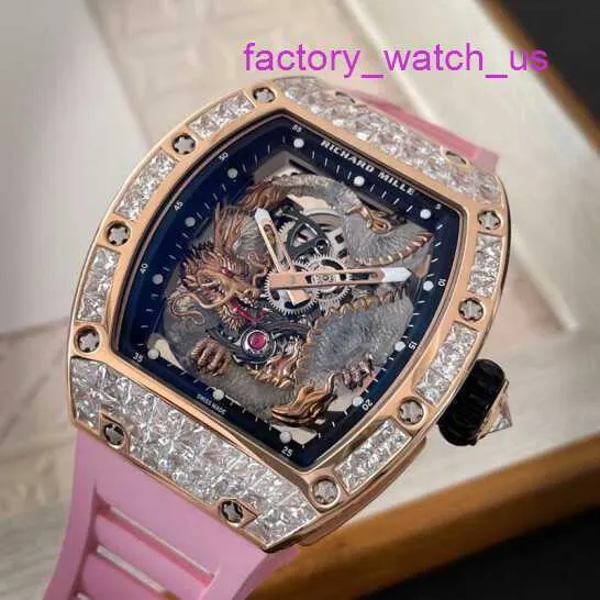 RM Watch Chronograph Classic Watch Rm57-03 Original Diamond RM5703 Rose Gold Crystal Dragon Limited Edition Leisure