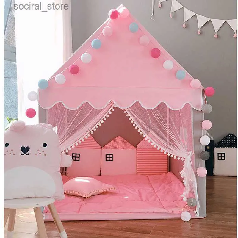 Tentes jouets Tentes Tentes jouets Tente portable pour enfants Tentes pliantes pour enfants Tipi Maison de jeu pour bébé Grandes filles Château de princesse rose Décor de chambre d'enfant 23061 L240313