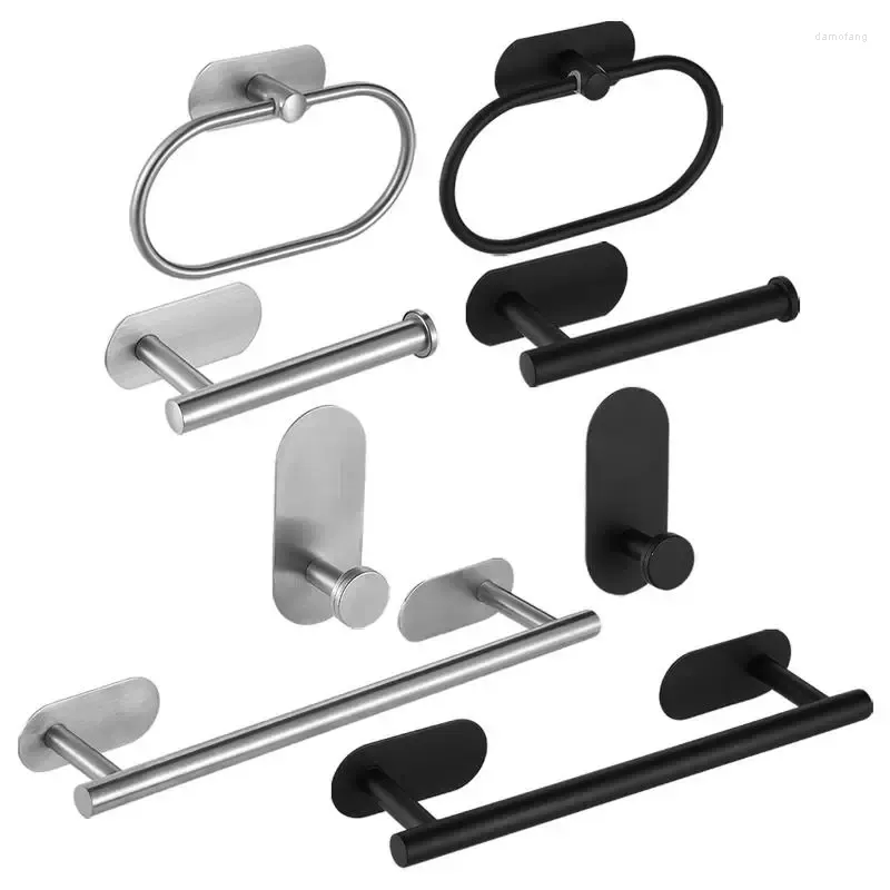 Set di accessori per il bagno Hardware per il bagno Portasciugamani in carta in acciaio inossidabile Portaoggetti per mensola Appendiabiti Porta WC in tessuto Accessori da parete