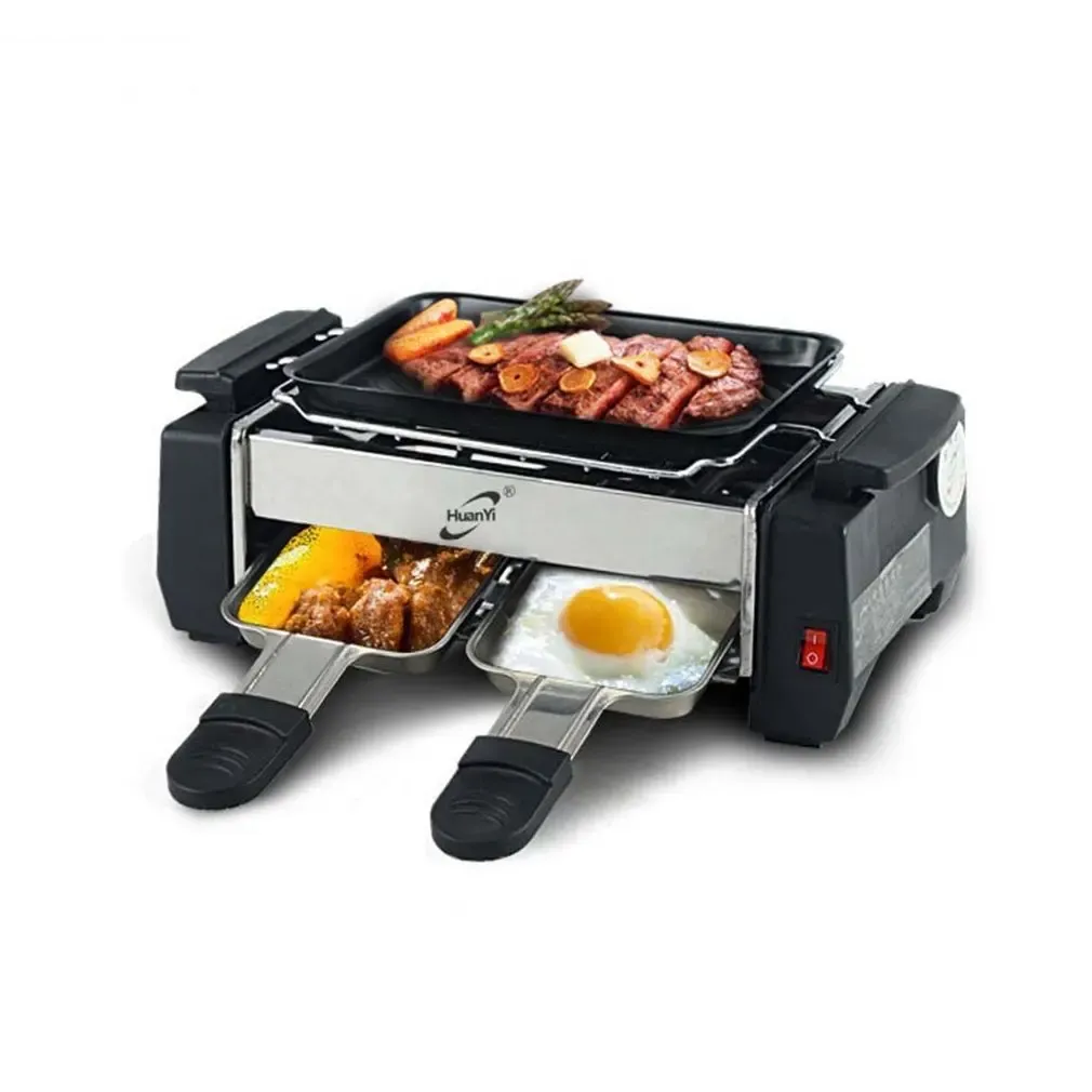 Grills Nytt hushåll Electric Grill SmokeFree Electric Grill Nonstick Family Barbecue Electric Raclette Grill Electric Griddle
