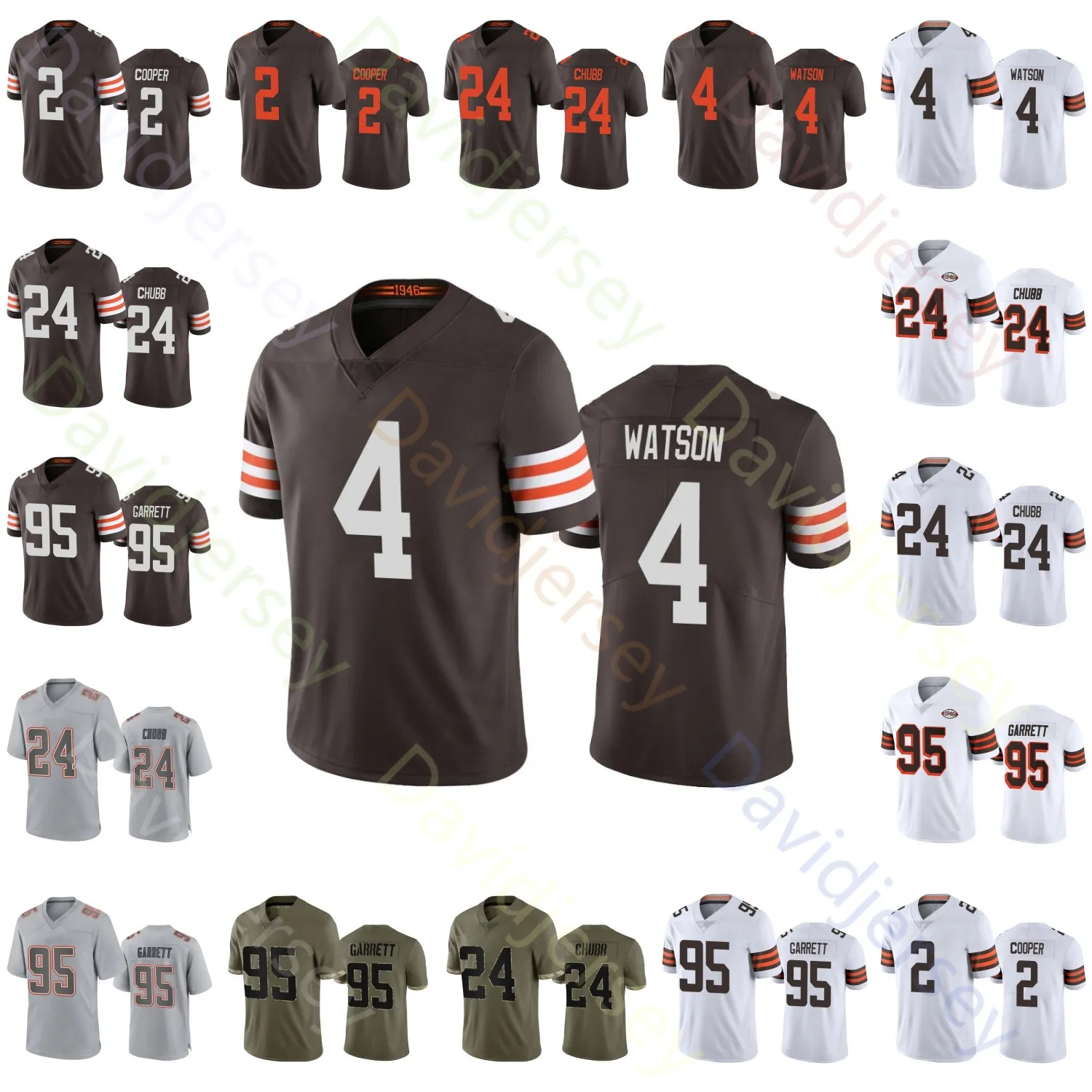 커스텀 풋볼 저지 Deshaun Watson Nick Chubb Elijah Moore Myles Garrett Amari Cooper Jerome Ford Bryant Njoku Brown Okoronkwo Delpit Ward Jerry Jeudy Youth 4xl