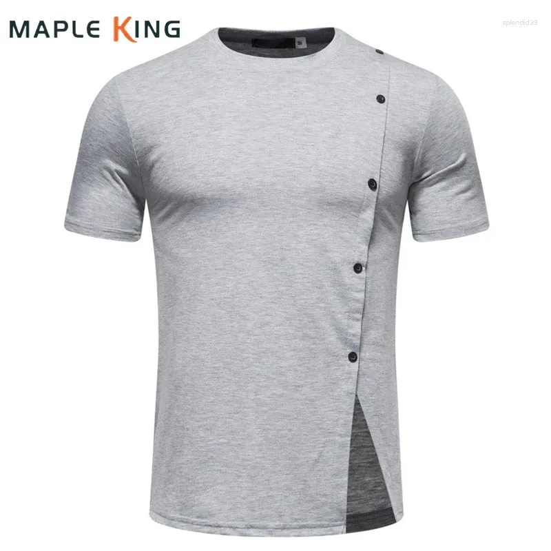 T-shirts pour hommes Vêtements de créateurs pour hommes Chemise de skate Boutons militaires d'été Ourlet irrégulier Homme Streetwear Camisetas Tops