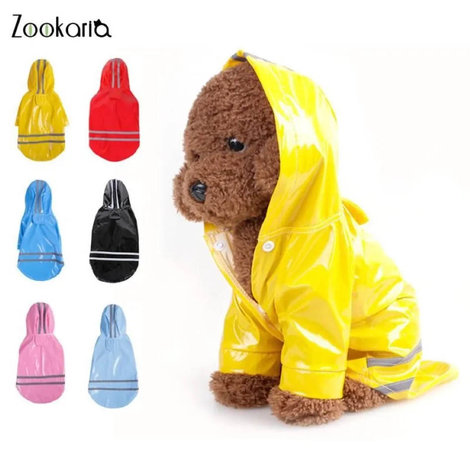 Pet Cat Dog Raincoat Hooded Puppy Liten Rain Coat Pu Reflective Waterproof Jacket For Dogs Clothes Outdoor Whole Apparel2596