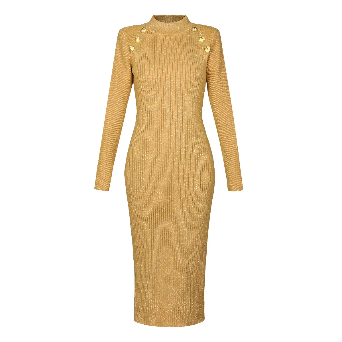 Milan runway scout knit dress 2024 - Red/Black/Yellow Knitted O-Neck with Long Sleeves and Slim Fit - Perfect for Holidays and Special Occasions (