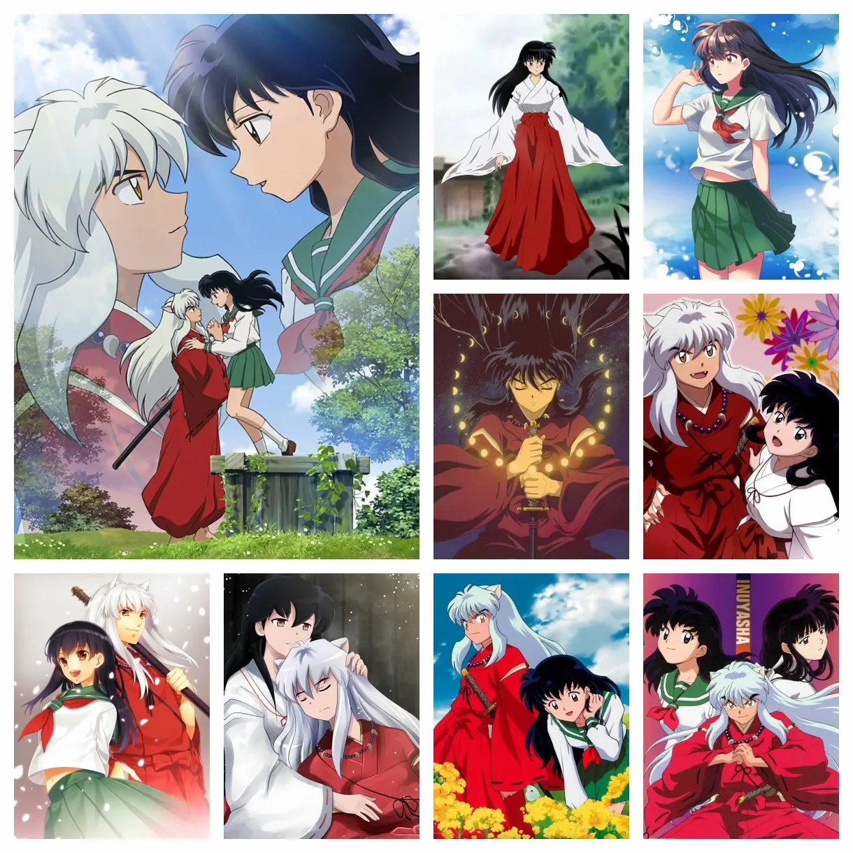 Stitch DIY Anime Inuyasha Diamond Rhinestones Malowanie kreskówki Higurashi Kagome Cross Stitch Haft obraz Mosaic Craft Home Decor