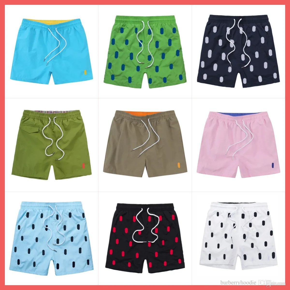 T-shirts pour hommes Shorts pour hommes Designer Summer Swim Ralphs War Horse Broderie Respirant Plage Laurens Polo Court Séchage Rapide Surf Mesh Tissu Court 66