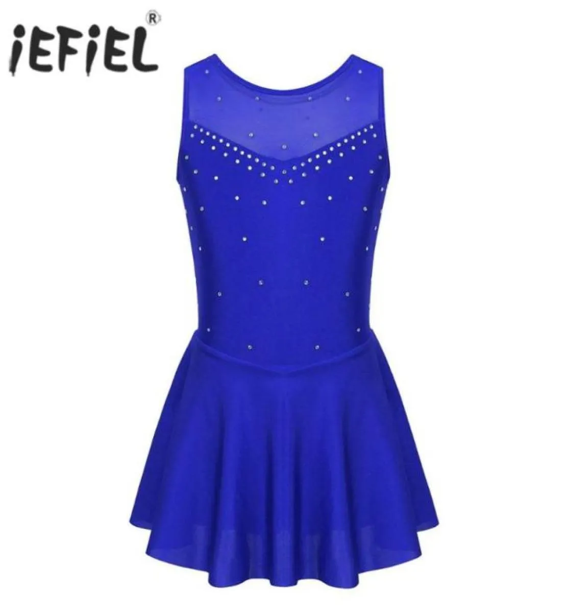 iEFiEL Glitzerndes Eiskunstlauf-Kleid für Kinder, Teenager, Eislaufen, Tanzkleidung, Gymnastik-Trikot für Mädchen, moderne Kostüme, Kleider 6059246