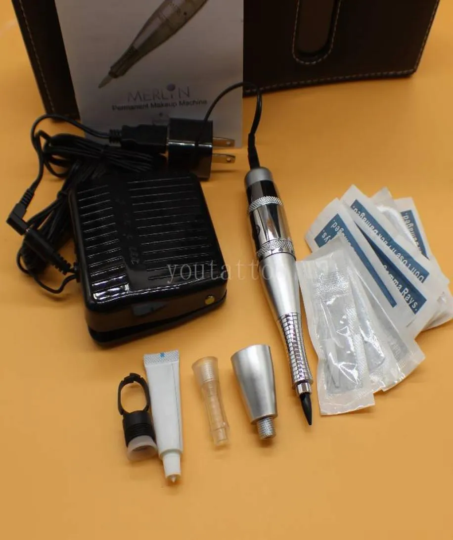 1 ensemble complet de kits de machine à tatouer biotouch Merlin USA Kit cosmétique de maquillage Permanent avec aiguilles de pistolet de tatouage à pédale 3873416