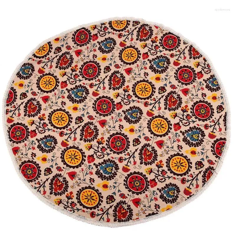 Borddukfrämjande! Bohemian National Wind Round spetsbodduk Tryckt El Decorative Sunflower Decor Covers