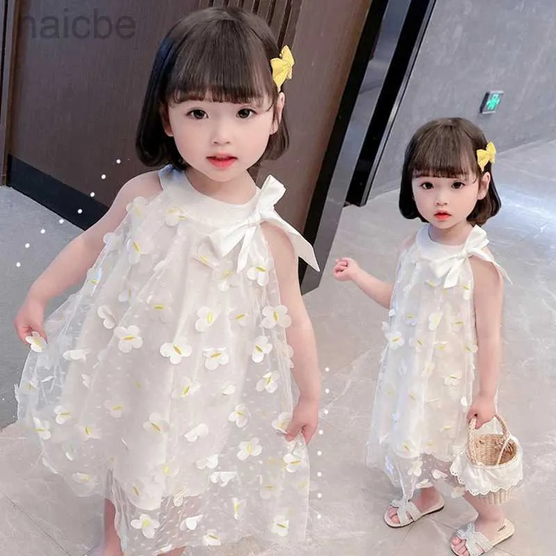 Flickans klänningar fjäril Little Flower Dresses For Fashion Korean Lace Dress Party Princess Dress Baby Kids Clothes LDD240313