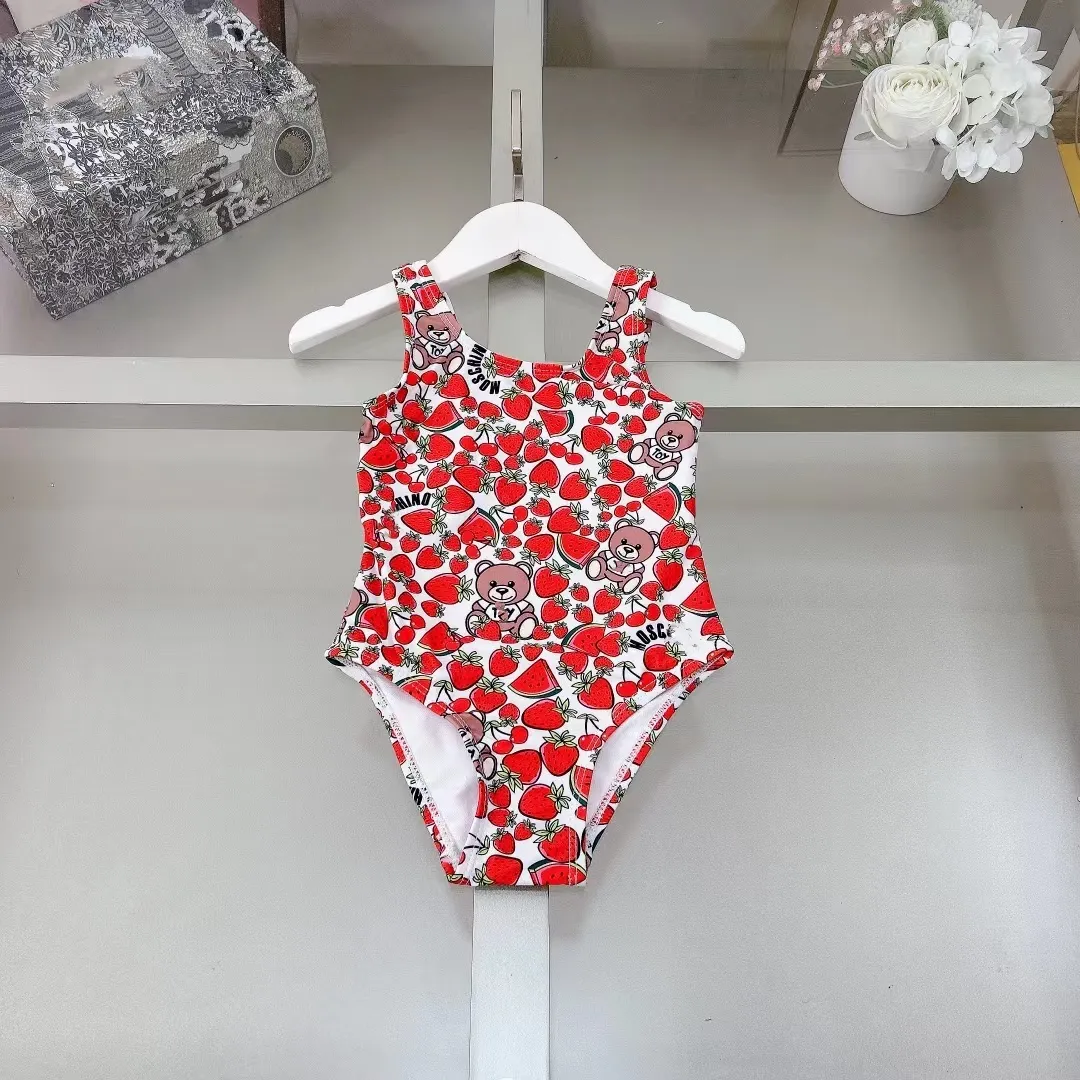 meisjes badmode strand bikini's zomer meisje eendelig badpak beer letter babykleding logo print puur katoen kind zwemkleding kinderen zwemkleding 1-15 leeftijden 4 stijlen