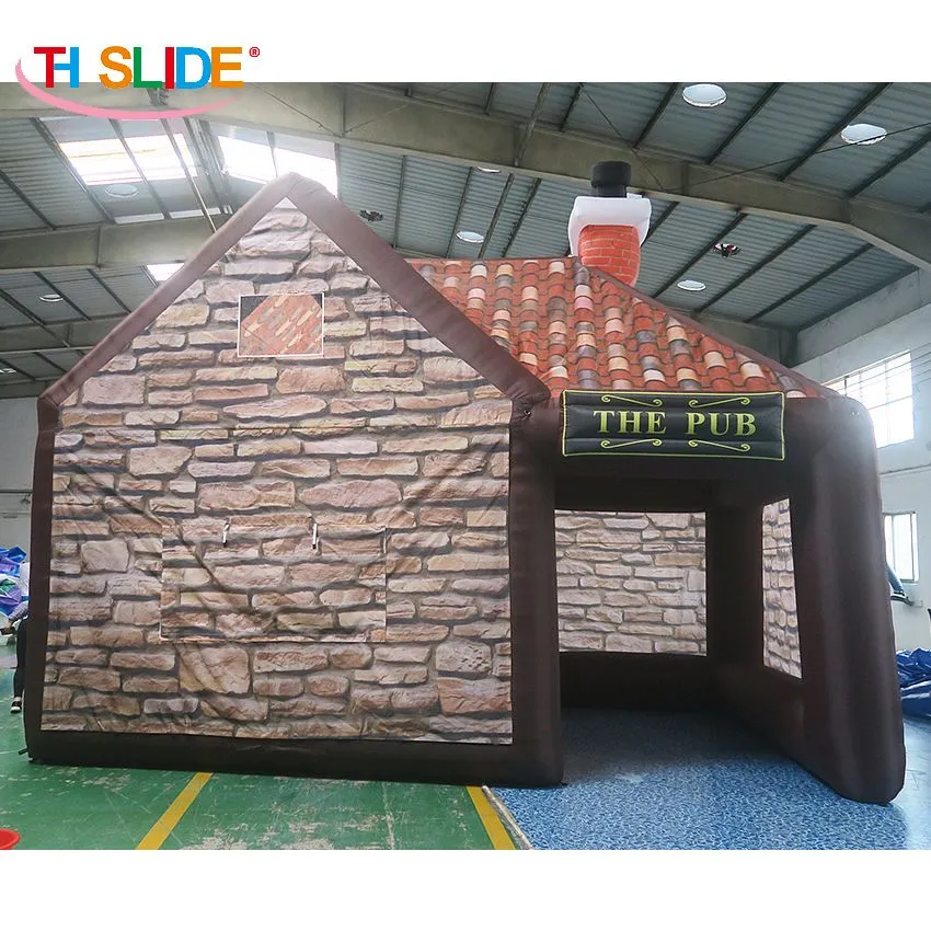 actividades al aire libre 6mLx5mWx4mH (20x16.5x13.2ft) Casa de pub irlandés inflable portátil en venta 2024 nuevo patio trasero Tienda de fiesta inflable para bar de cerveza