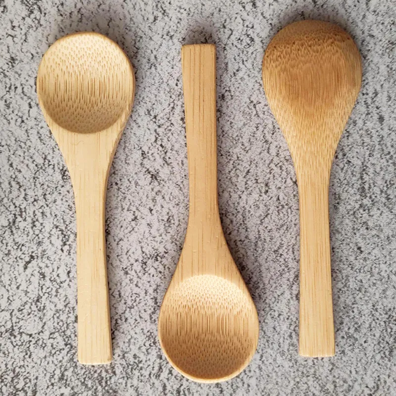 10x3cm Mini Tea Spoons Bamboo Tableware Condiment Coffee Dishes Spoons for Serving Cooking Tools Home Kitchen Utensils LX6390