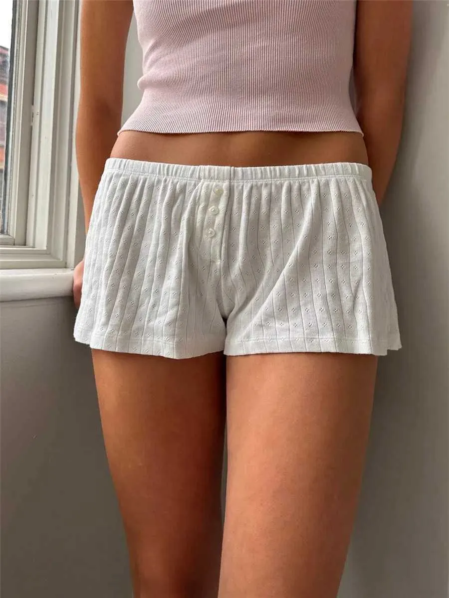 Damskie spodenki Y2K Śliczne drukowane szorty o powietrzu Kobiety letnie przyciski z przodu sprężyste talia swobodne spodnie odzieży domowej vintage słodki botl24313