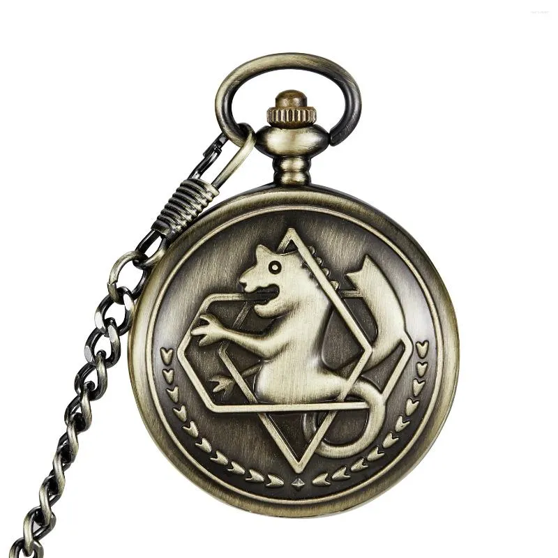 Zakhorloges Hoge kwaliteit volledig metalen Alchemist zilveren horloge hanger heren mechanische anime ketting cadeau Reloj De Bolsillo