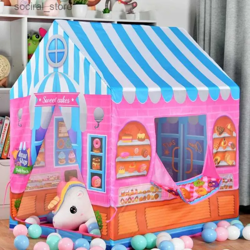 Tentes jouets Tente portable pour enfants pliante maison de jeu grande maison de jeu intérieure extérieure cadeau d'anniversaire de Noël pour garçons filles L240313