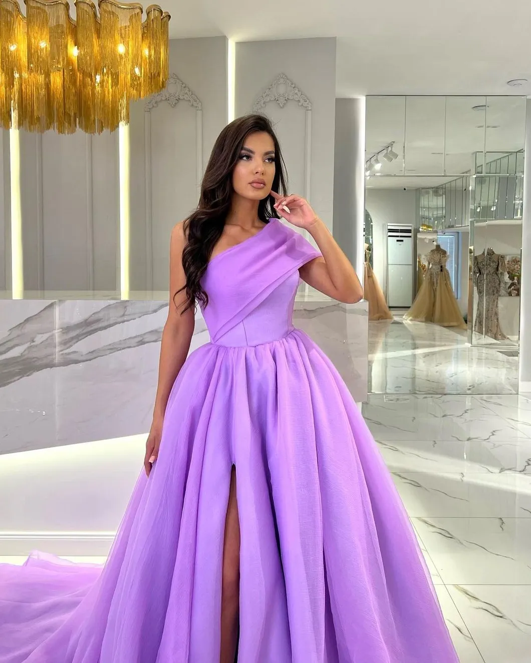 Elegant Purple Plus Size A-Line Organza Prom Dress Floor-Length One-Shoulder Backless with Ruffle Embellishment from Dhgate Prom Dresses - price 234.68 Elegant Purple Plus Size A-Line Organza Prom Dress Floor-Length One-Shoulder Backless with Ruffle Embellishment from Dhgate Prom Dresses - price 234.68
