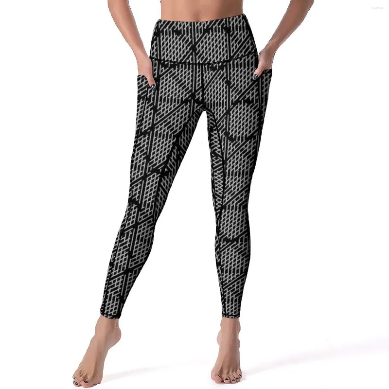 Nordic Geometric Art Patterned Leggings for Gym Yoga and Sports