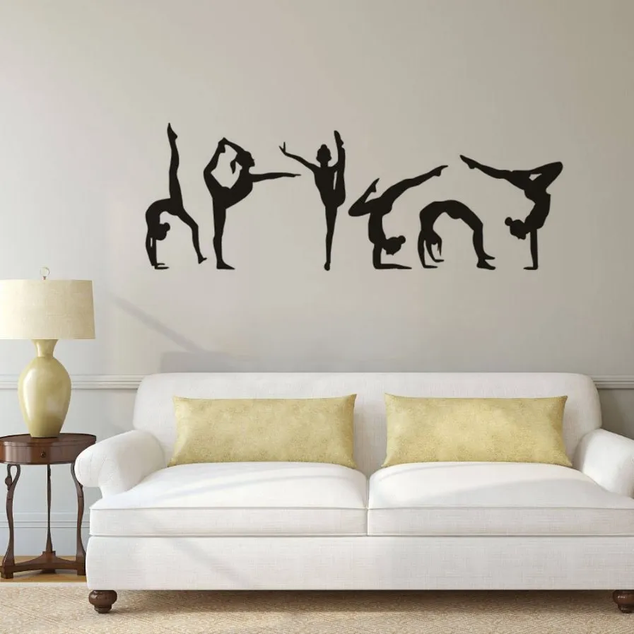 Gimnastyka dziewczęta naklejka ścienna sport winylowy kalkoman gimnastyki sylwetka plakat ścienny dom deocoration pokój Mural305e