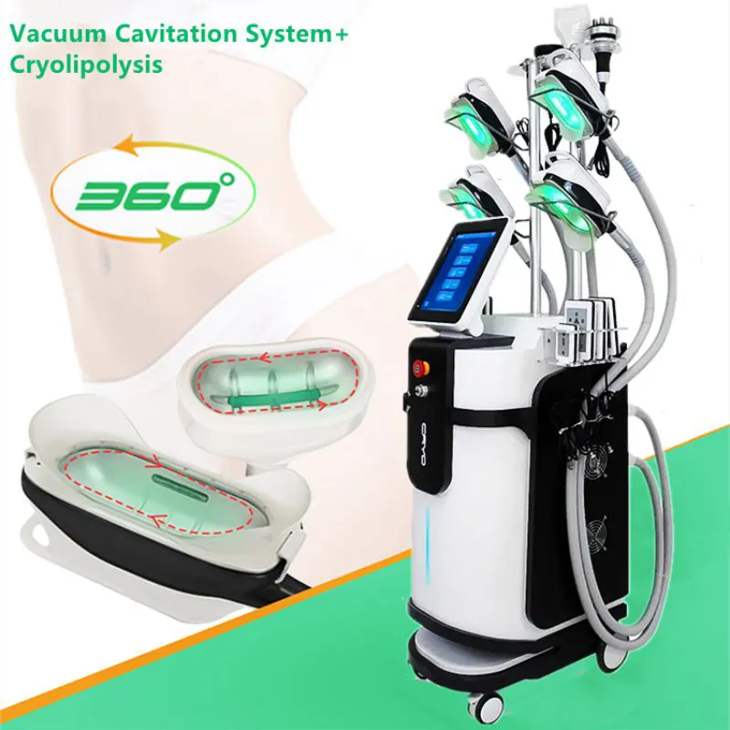 Vendita calda Ridurre la cellulite 4 Cryo 360 Maniglie Macchina per il congelamento dei grassi Criolipolisi Corpo dimagrante dotato di scheda laser 40k Cavizione Rf Doppio mento Bellezza sottile